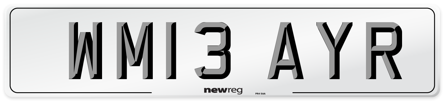 WM13 AYR Number Plate from New Reg